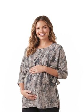 Motherhood Maternity Gray Abstract / Snakeskin Print Maternity Blouse S